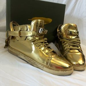 Gold metallic Buscemi High tops. Rare find. Good condition.